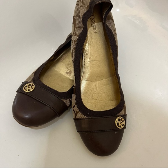 COACH CHELSEY BALLET FLATS SIZE 9 BROWN AND TAN - Picture 2 of 10